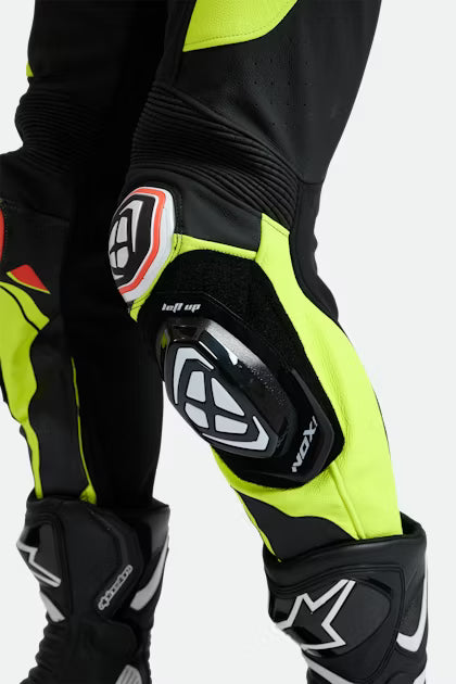 IXON Vortex 3 tek parça Deri Tulum – Delikli yarış tulumu | Erkek | Siyah/Neon Sarı 