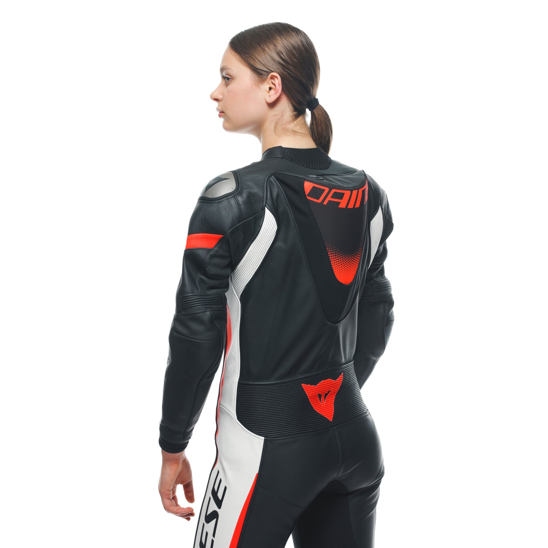Dainese Grobnik Lady Tek Parça Deri Kombinasyonu – Perfore Yarış Tulumu | Kadın | Beyaz/Kırmızı 