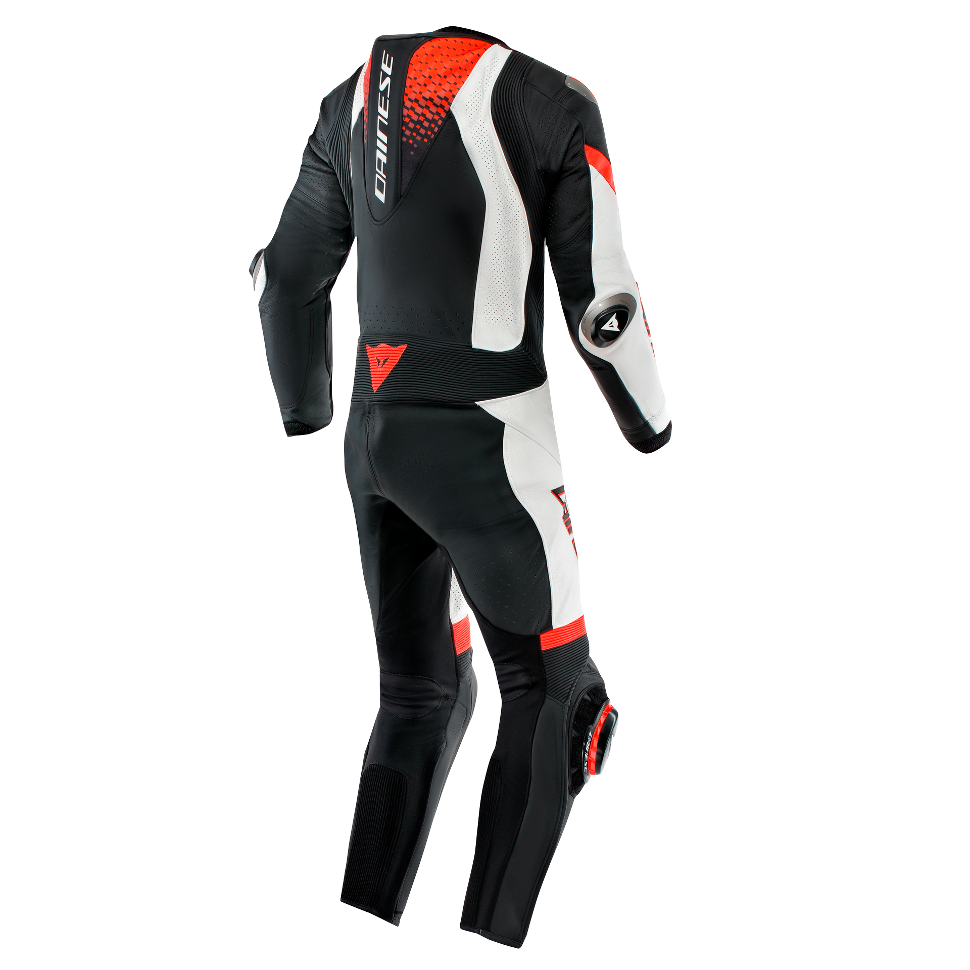 Dainese Laguna Seca 6 Tek Parça Deri Kombinasyonu – Perforasyonlu Yarış Tulumu | Erkek | Beyaz/Kırmızı 
