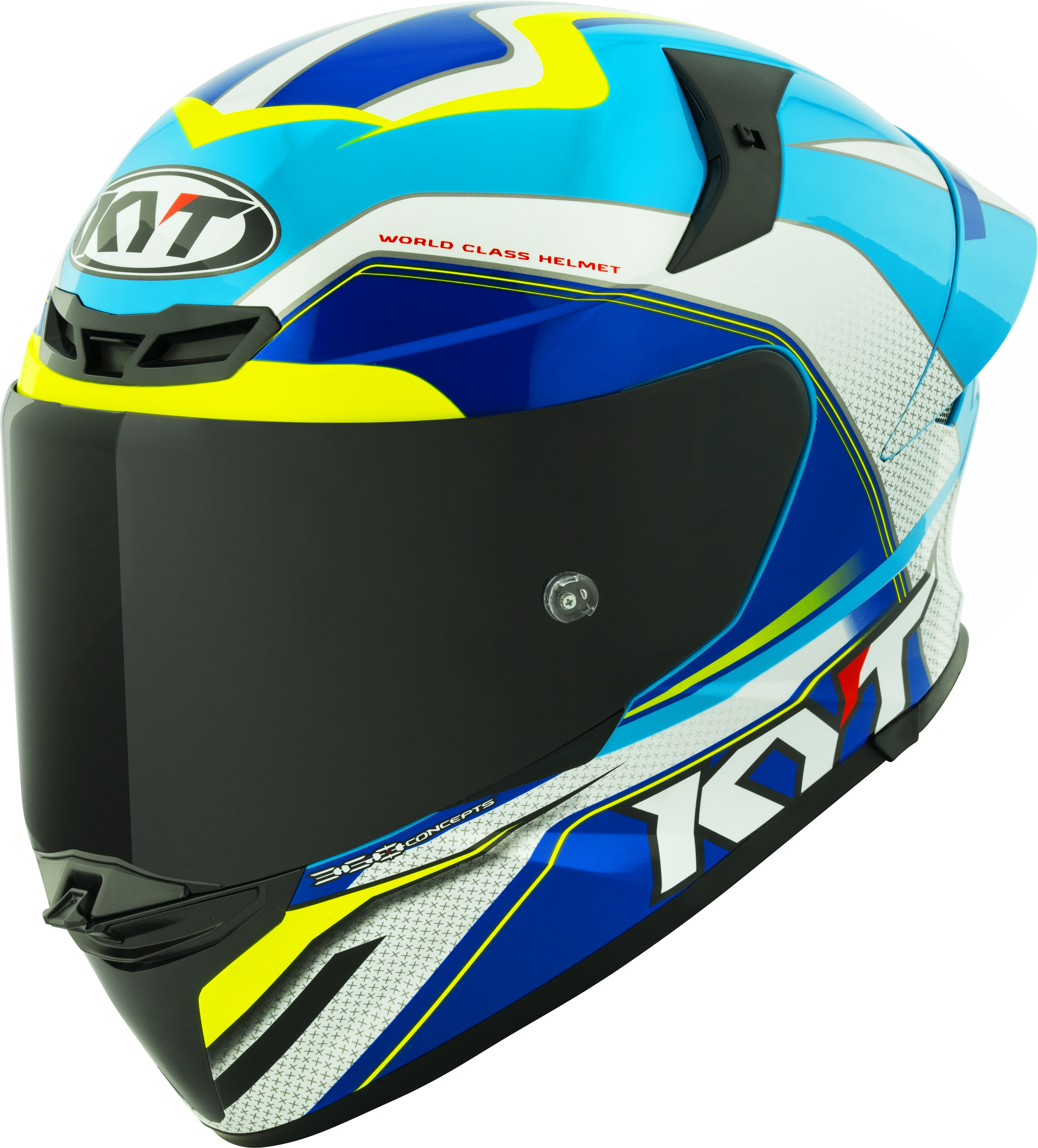 KYT TT-Revo Kask Grand Prix Beyaz Açık Mavi Y6TR0004 