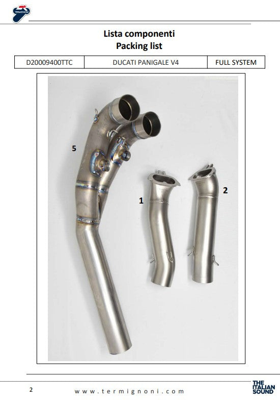 Termignoni Tam Sistem Titanyum D200 RHT Ducati Panigale V4 R (19-24) D20009400TTC 
