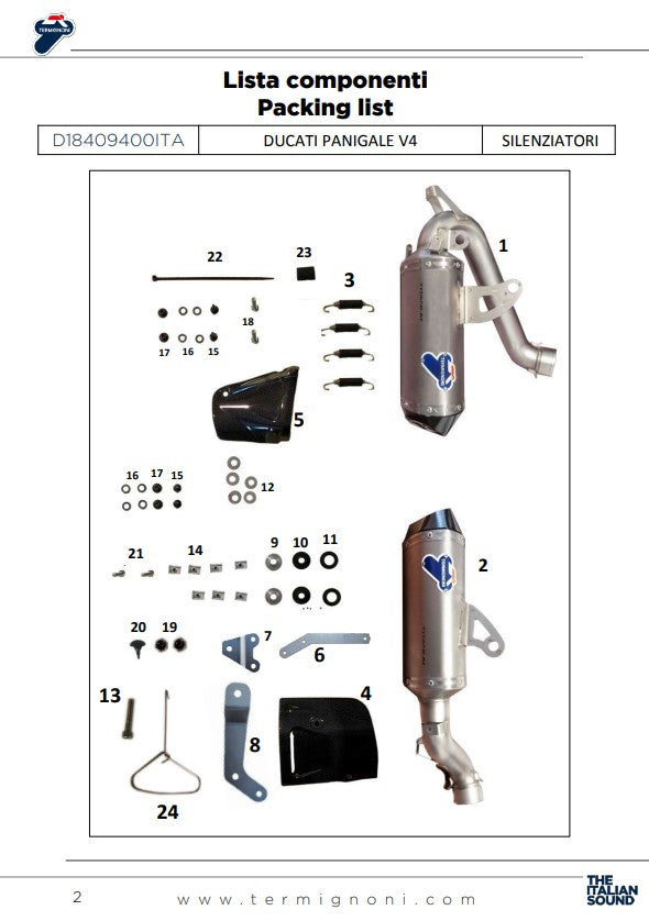 Termignoni Slip-On Kiti Ducati Panigale V4/S/R (18-24) D18409400ITA 