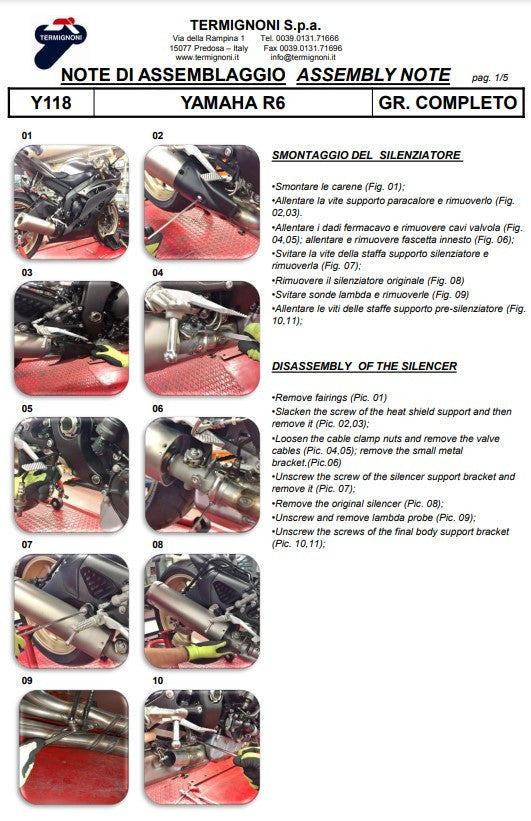 Termignoni Tam Sistem Titanyum Kiti-SSP Versiyonu Yamaha YZF-R6 (06-26) Y11810200TCC 