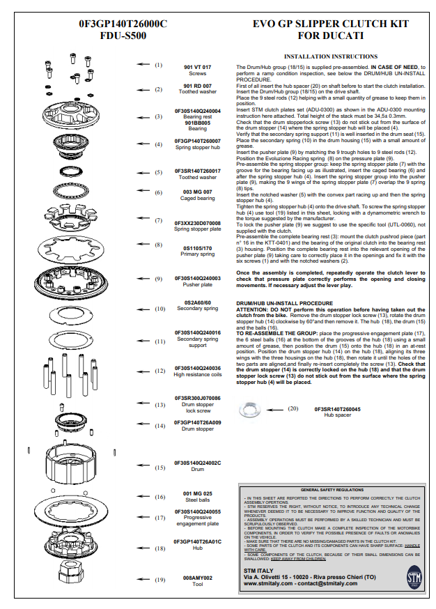STM EVO GP Kuru Debriyaj Ducati Panigale 1199/1299 KTT-0500 