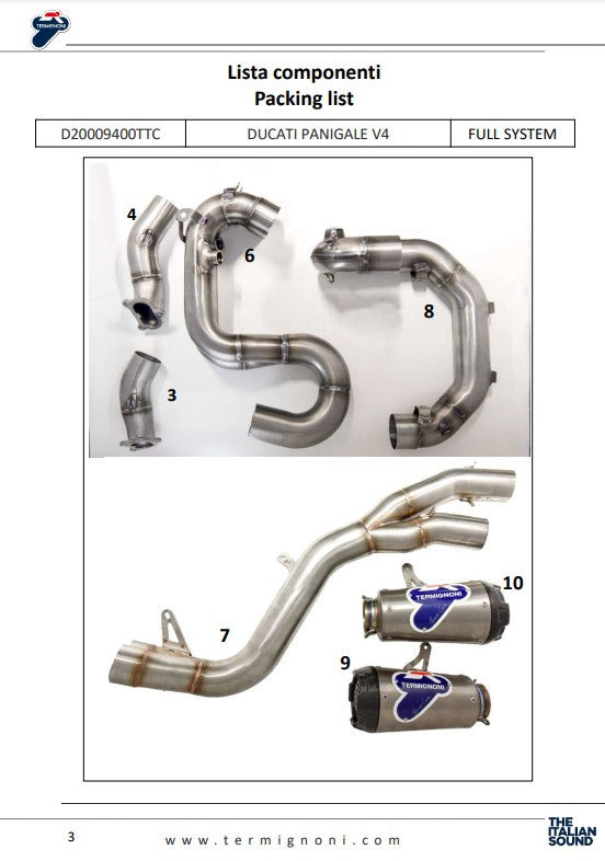Termignoni Tam Sistem Titanyum D200 RHT Ducati Panigale V4 R (19-24) D20009400TTC 