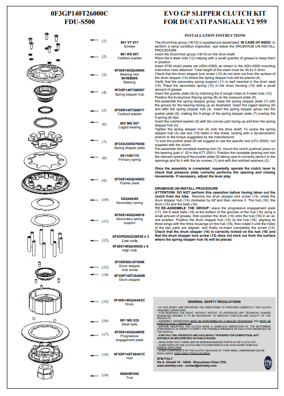 STM EVO GP Kuru Debriyaj Ducati Panigale V2 955 (20-24) KTT-2600 