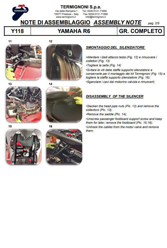 Termignoni Tam Sistem Titanyum Kiti-SSP Versiyonu Yamaha YZF-R6 (06-26) Y11810200TCC 