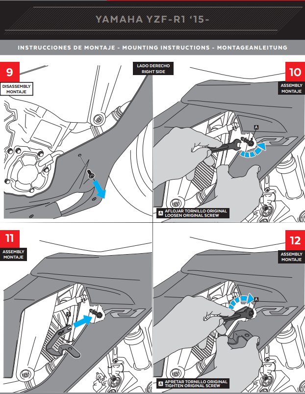 Puig Kanatçıklar Spoiler Aşağı Basınç Yamaha YZF-R1/M RN32 RN49 (15-19) 9766 