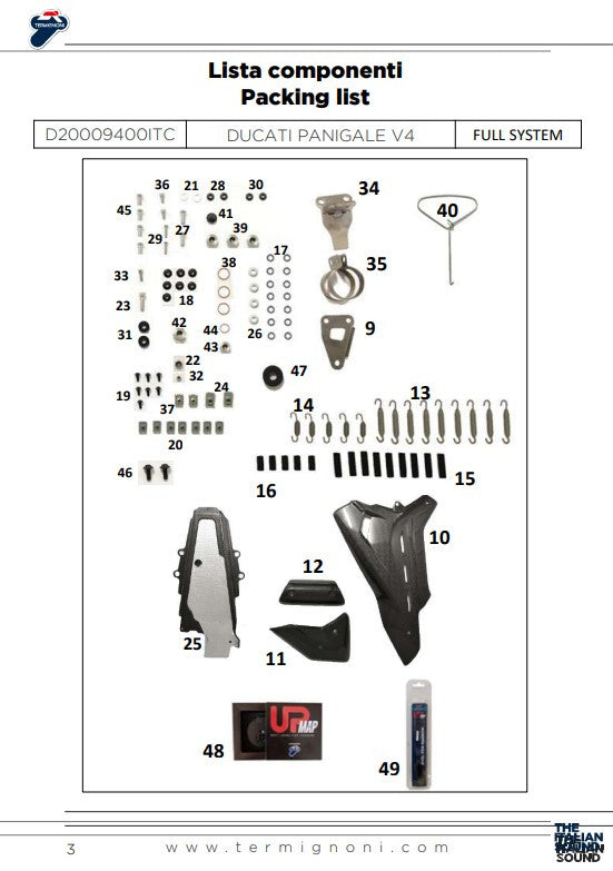 Termignoni Tam Sistem Paslanmaz Çelik D200 RHT Ducati Panigale V4 R (19-24) D20009400ITC 