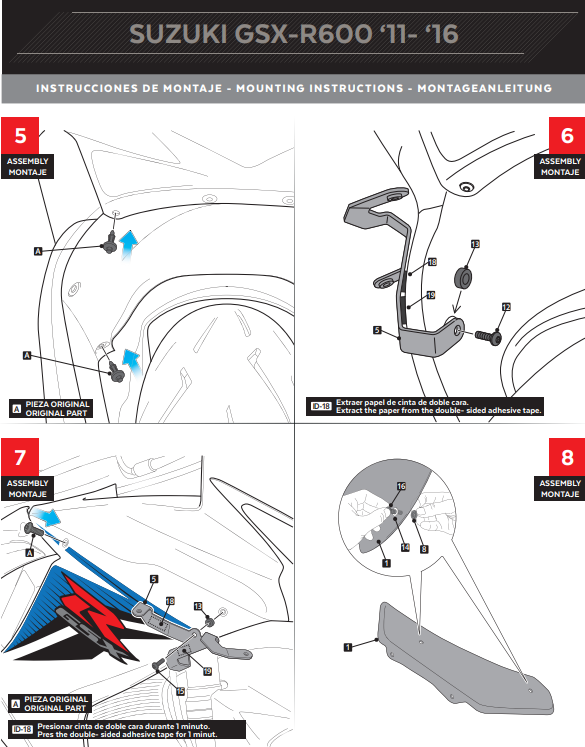 Puig Kanatçıkları Spoiler Ağırlık Suzuki GSX-R 600/750 (11-16) 3163 