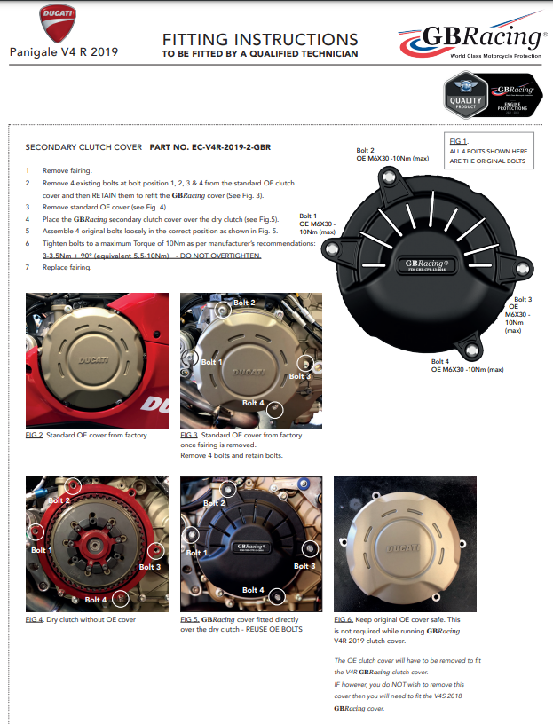 Motor kapağı Koruyucular Tam set GBRacing Ducati Panigale V4 R (19-21) 