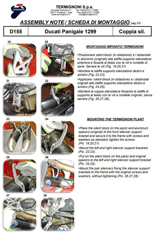 Termignoni Slip-On Kiti Karbon Ducati Panigale 959 (16-19) D155102CPT+D155Y2 