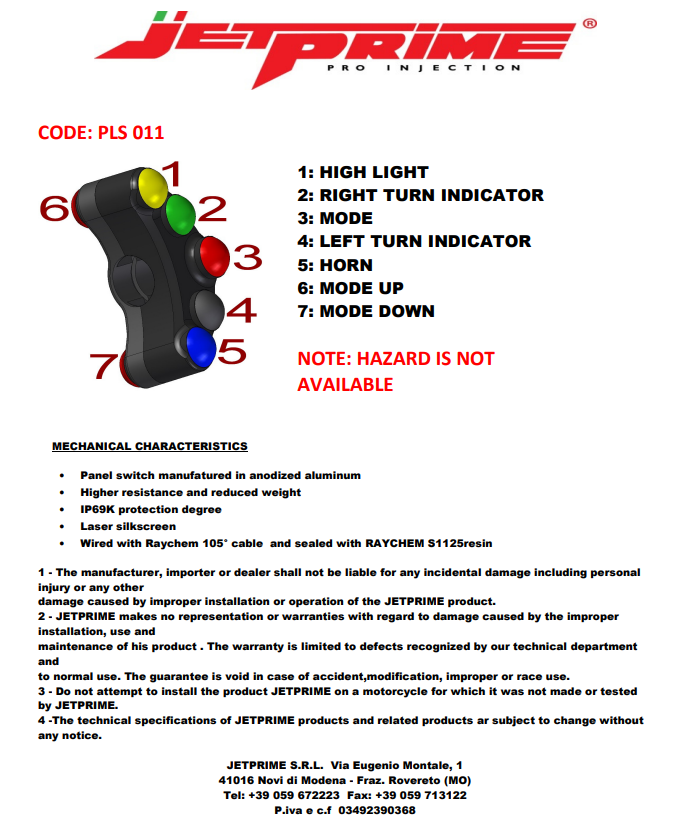 JetPrime Suzuki GSX-R 1000 (17-23) JP PLS 011 sol Lenkerschalter Street 