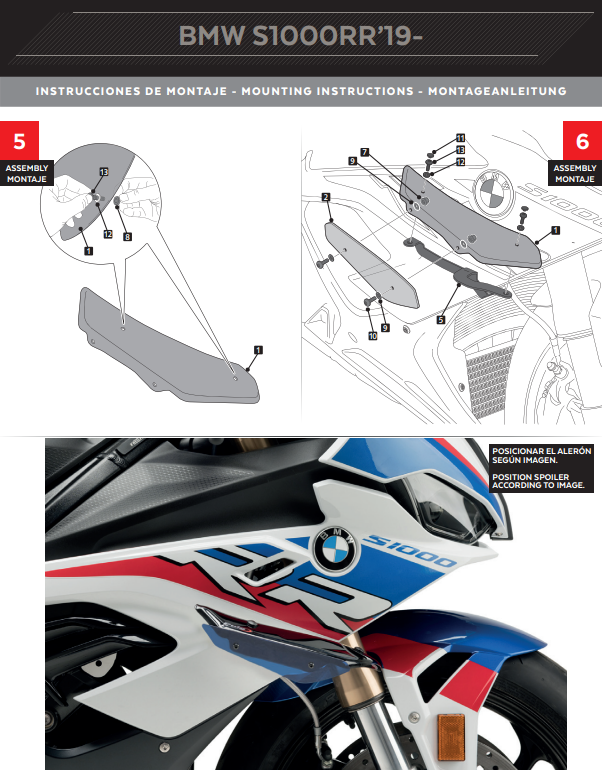 Puig Kanatçıklar Spoiler Ağırlık BMW S1000RR K67 (19-22) 3636 