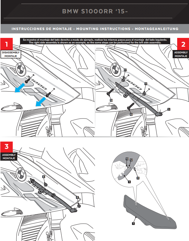 Puig Kanatçıklar Spoiler Aşırı Basınç BMW S1000RR K46 (15-18) 9767 