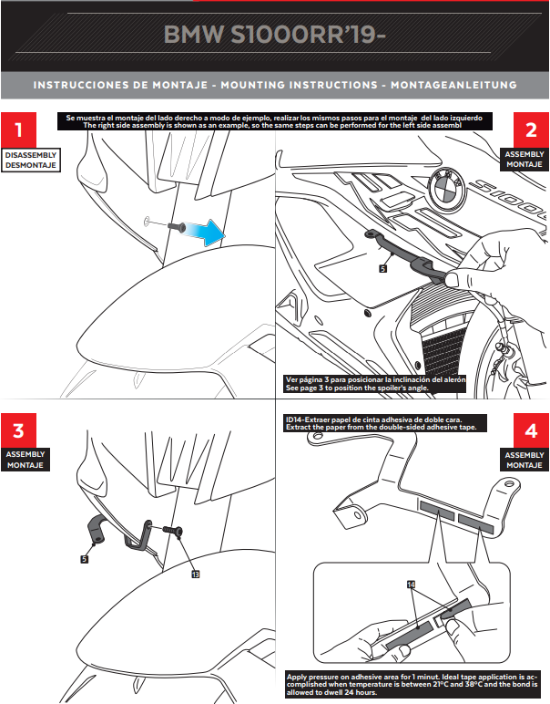 Puig Kanatçıklar Spoiler Ağırlık BMW S1000RR K67 (19-22) 3636 