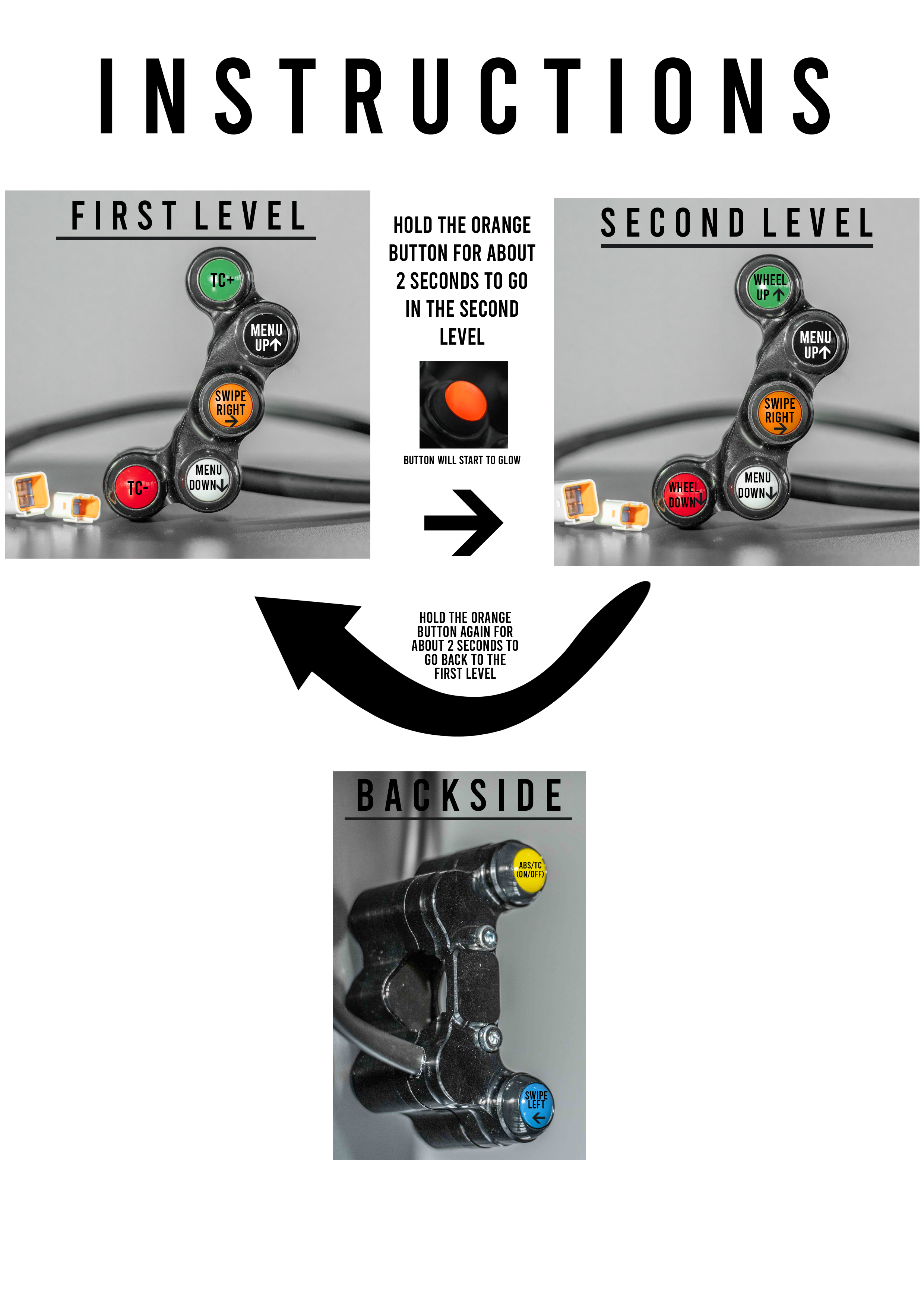 BMW S 1000 RR K67 (19-26) TGP MotoRacing için 7 Butonlu Gidon Anahtarı 