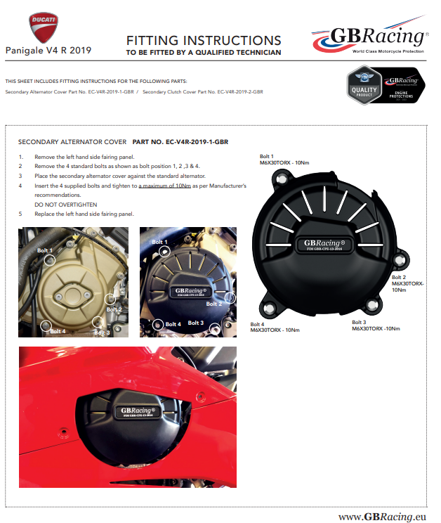Motor kapağı Koruyucular Tam set GBRacing Ducati Panigale V4 R (19-21) 
