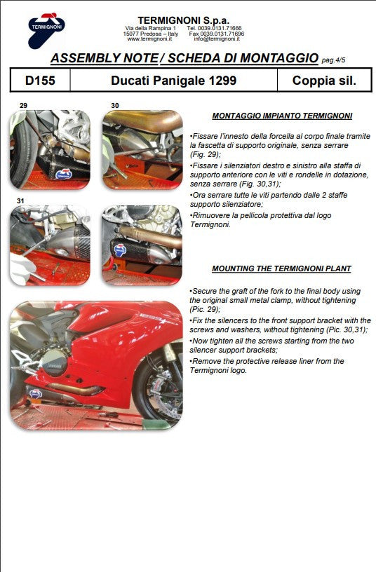 Termignoni Slip-On Kiti Karbon Ducati Panigale 899 (13-16) D155102CPT+D155Y 