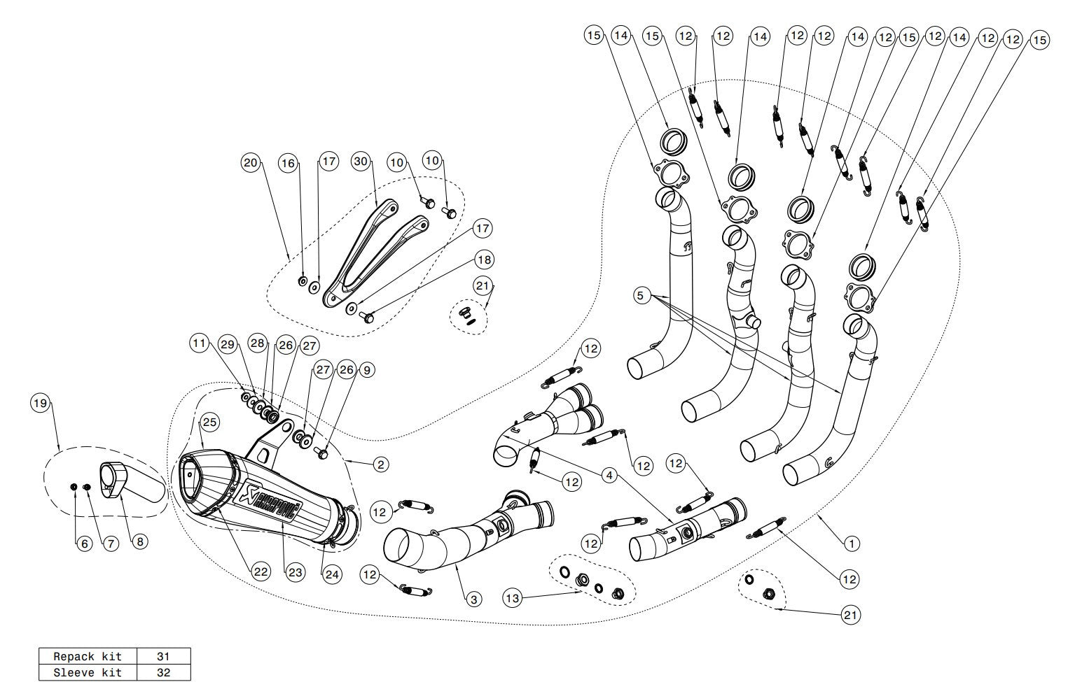 Akrapovic Yarış Hattı (Paslanmaz Çelik) BMW S1000RR K46 (15-18) S-B10R3-CZT 
