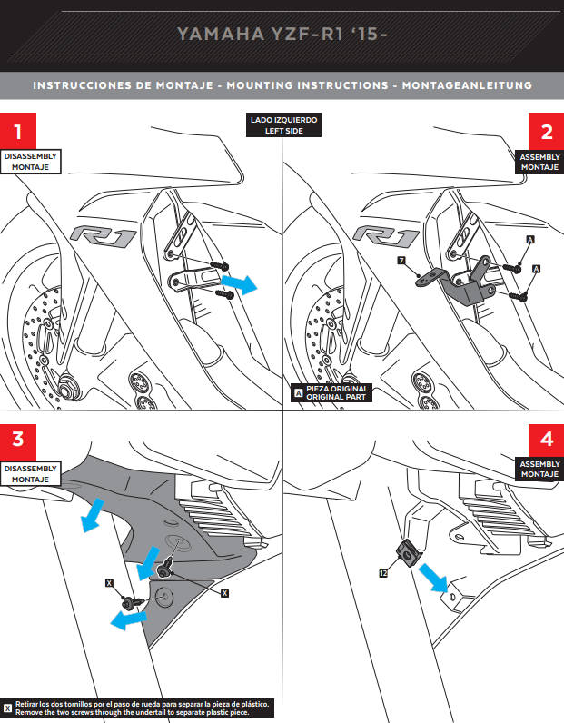 Puig Kanatçıklar Spoiler Aşağı Basınç Yamaha YZF-R1/M RN32 RN49 (15-19) 9766 