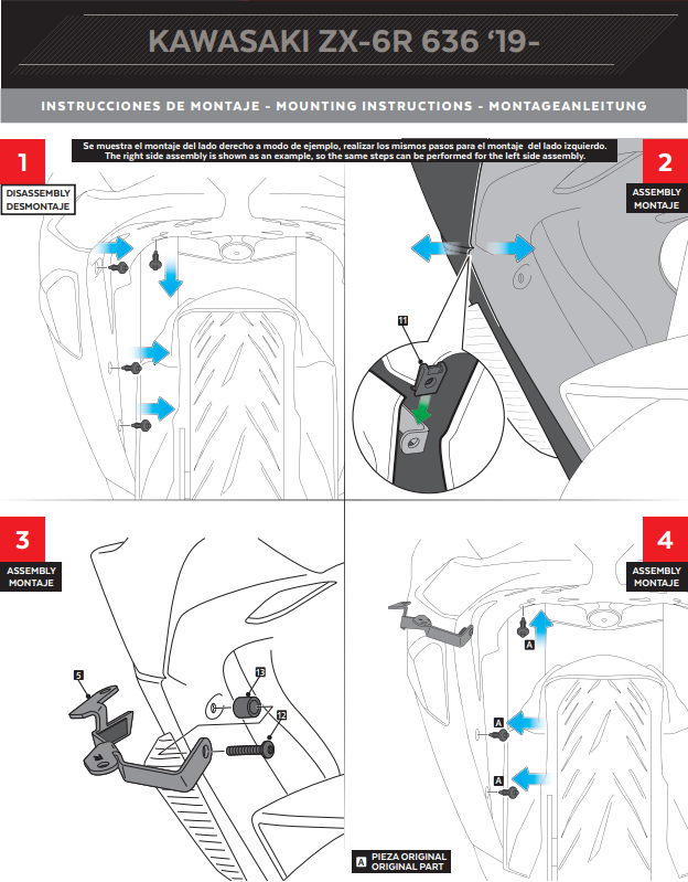 Puig Kanatçıklar Spoiler Aşağı Basınç Kawasaki ZX-6R 636 (18-23) 3176 