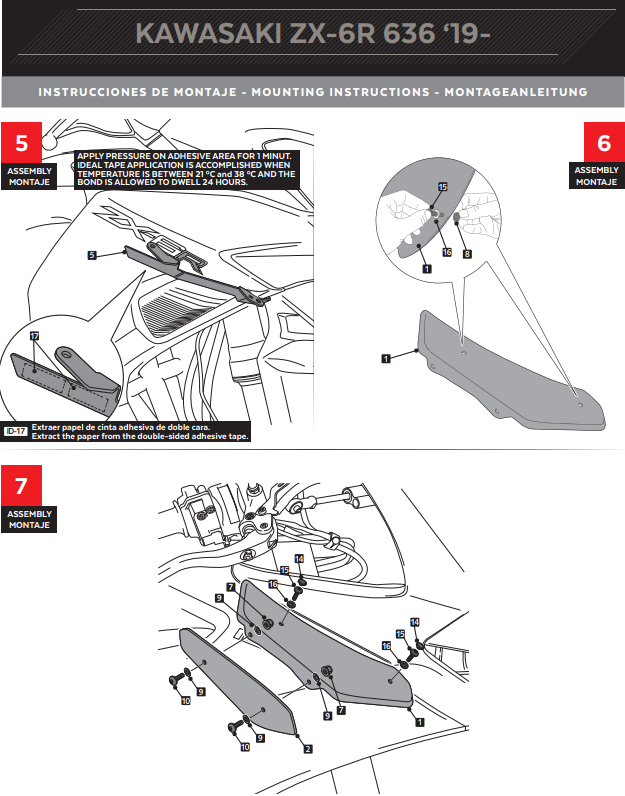 Puig Kanatçıklar Spoiler Aşağı Basınç Kawasaki ZX-6R 636 (18-23) 3176 