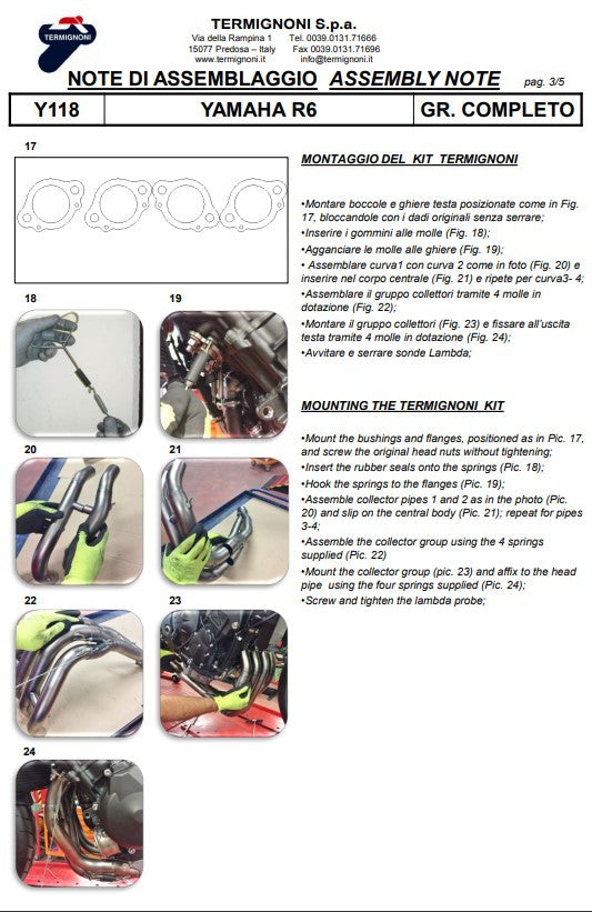 Termignoni Tam Sistem Titanyum Kiti-SSP Versiyonu Yamaha YZF-R6 (06-26) Y11810200TCC 