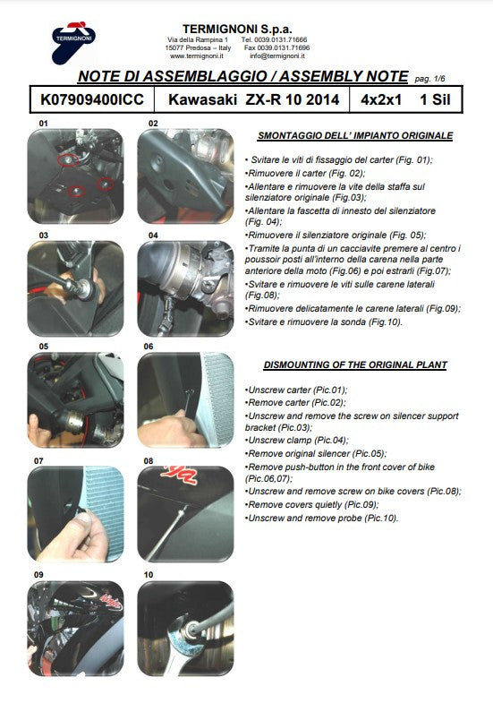 Termignoni Tam sistem Titanyum Kawasaki ZX-10 R/RR (16-20) K08010200TCC 