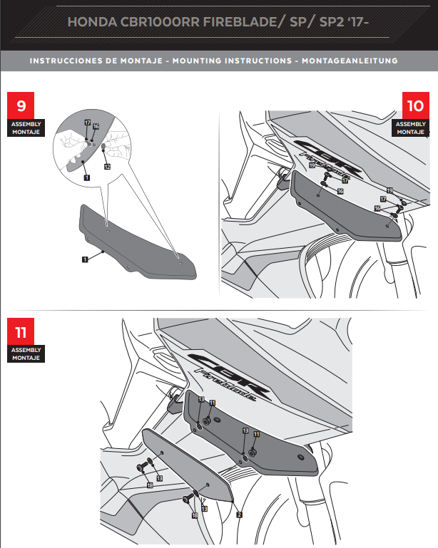 Puig Kanatçıklar Spoiler Ağırlık Honda CBR 1000 RR SC77 (17-19) 9729 