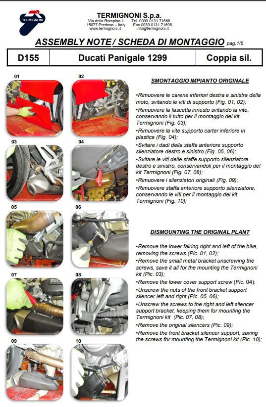 Termignoni Slip-On Kiti Karbon Ducati Panigale 959 (16-19) D155102CPT+D155Y2 