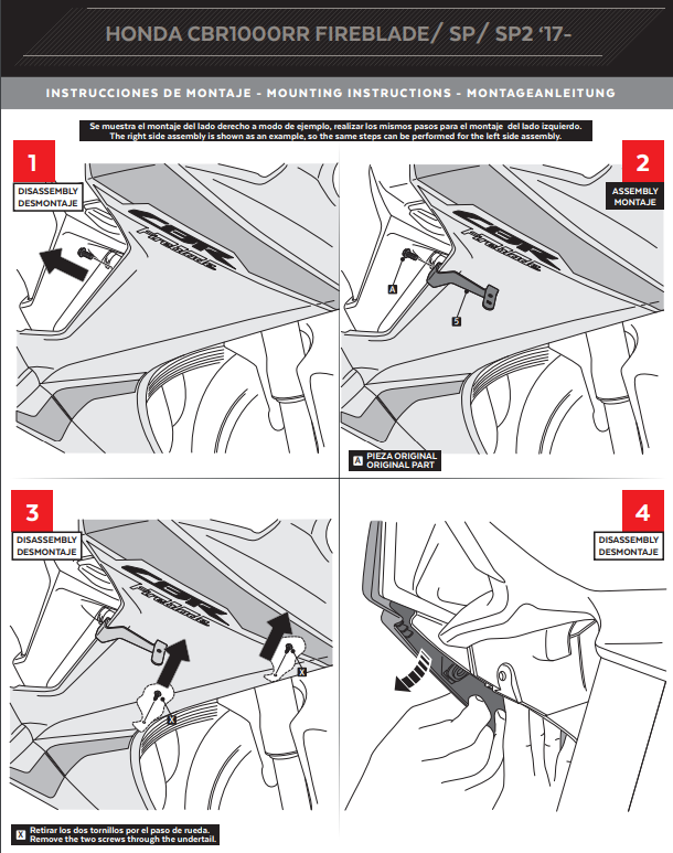 Puig Kanatçıklar Spoiler Ağırlık Honda CBR 1000 RR SC77 (17-19) 9729 