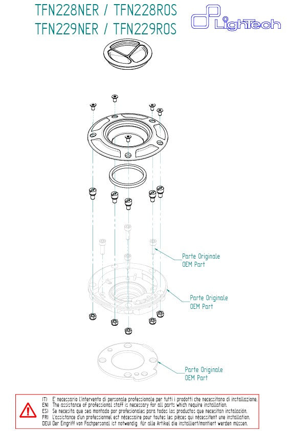 LighTech Aprilia RSV4/1100 Factory/R/RR/RF (09-26) TFN229 için Vidalı Yakıt Kapağı 