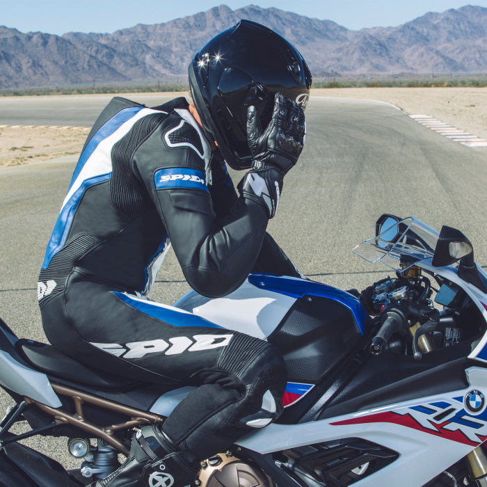 Spidi Laser Pro Tek Parça Deri Tulum – Delikli Yarış Tulum | Erkek | Siyah/Mavi | Y154022 