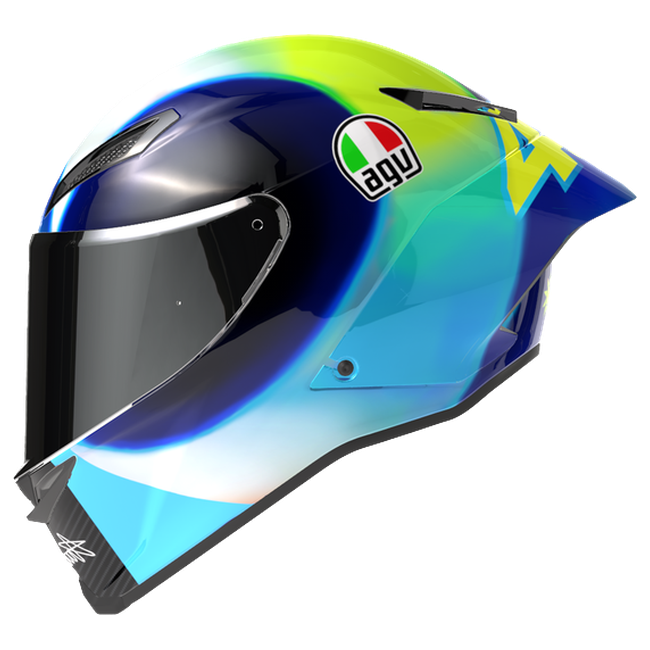 AGV Pista GP RR S Soleluna 2021 Valentino Rossi Replica Integral-Rennhelm, Dreiviertelansicht von vorn