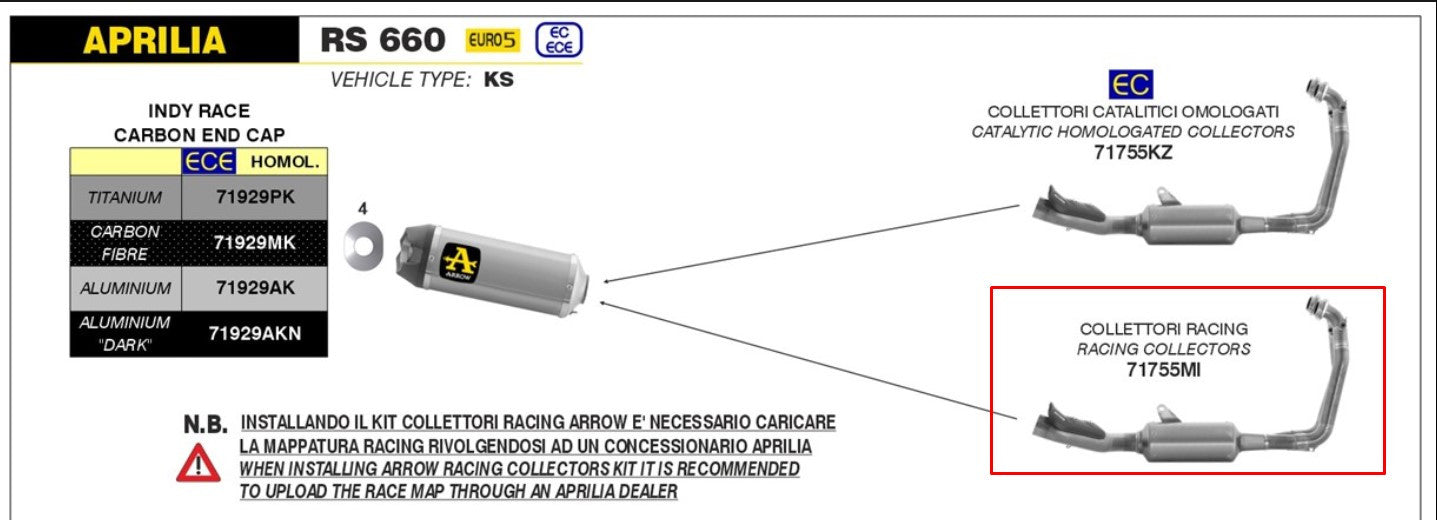 Arrow Racing Egzoz Manifoldu Paslanmaz Çelik Aprilia RS 660 (20-24) 71755MI 