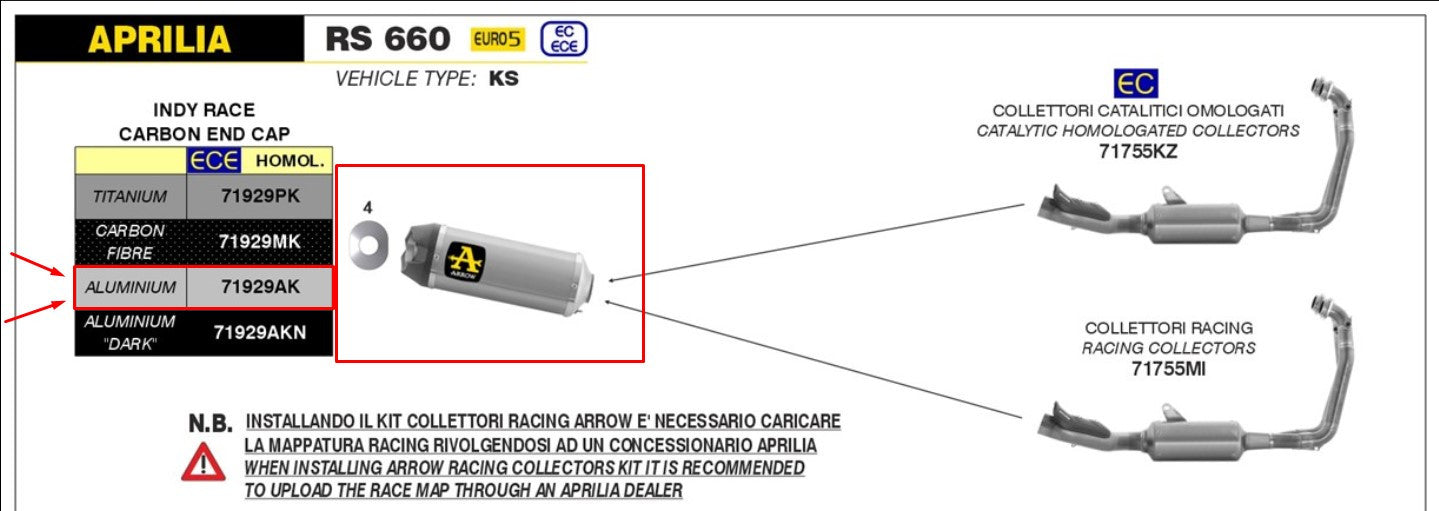 Arrow Slip-On Indy Race Alüminyum Aprilia RS 660 (20-24) 71929AK 