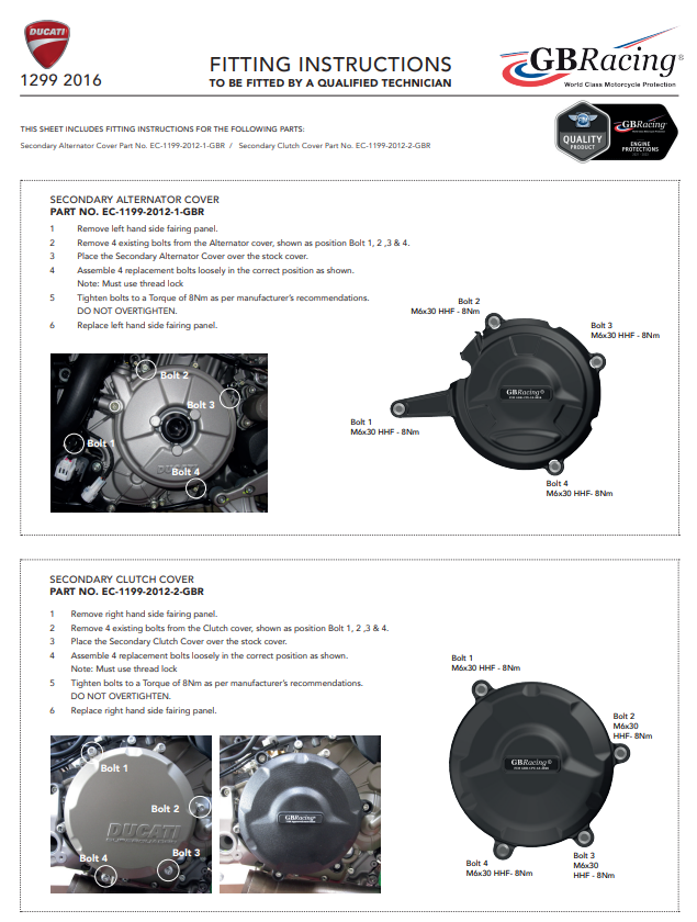 Işık makineleri koruyucu kapak GBRacing Ducati Panigale 1299/S (15-18) 