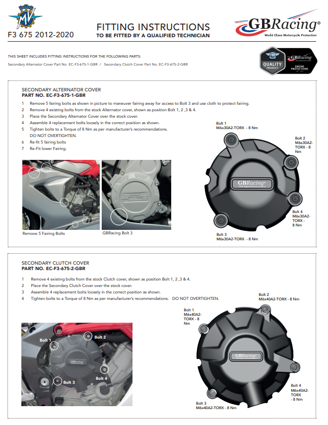 Kupplung Koruma Kapağı GBRacing MV Agusta F3 675/800 (12-26) 