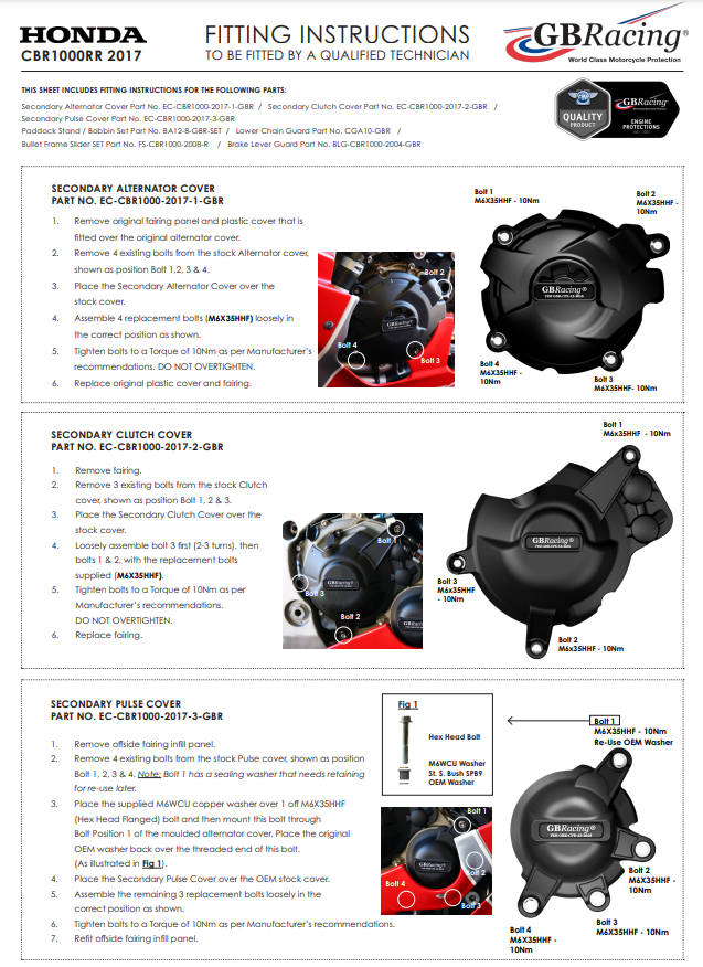 Işık makineleri koruyucu kapak GBRacing Honda CBR 1000 RR SC77 (17-19) 