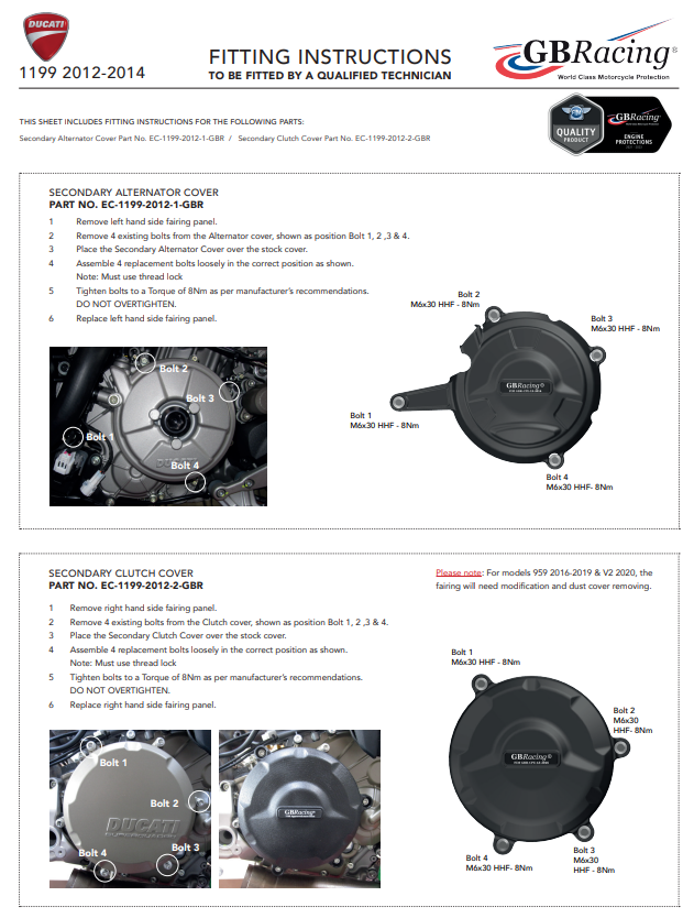 Kupplung Koruma Kapağı GBRacing Ducati Panigale 1199/R/S (12-17) 