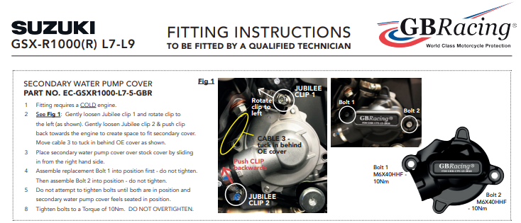 Suzuki GSX-R 1000 (17-23) için GBRacing Su Pompası Koruyucu Kapağı 