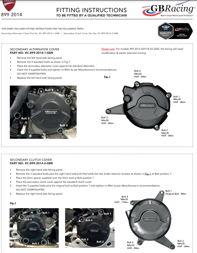Işık makineleri koruyucu kapak GBRacing Ducati Panigale 899 (13-16) 