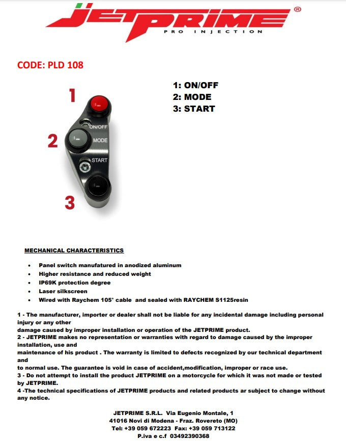 JetPrime JP ACC 138 gaz kolu BMW S1000RR K67 (21-26) için Lenkerschalter JP PLD 108 
