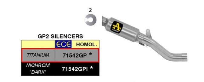 Arrow Slip-On Kiti GP2 Titanyum Aprilia RSV4/RR/RF (17-18) 71542GP 