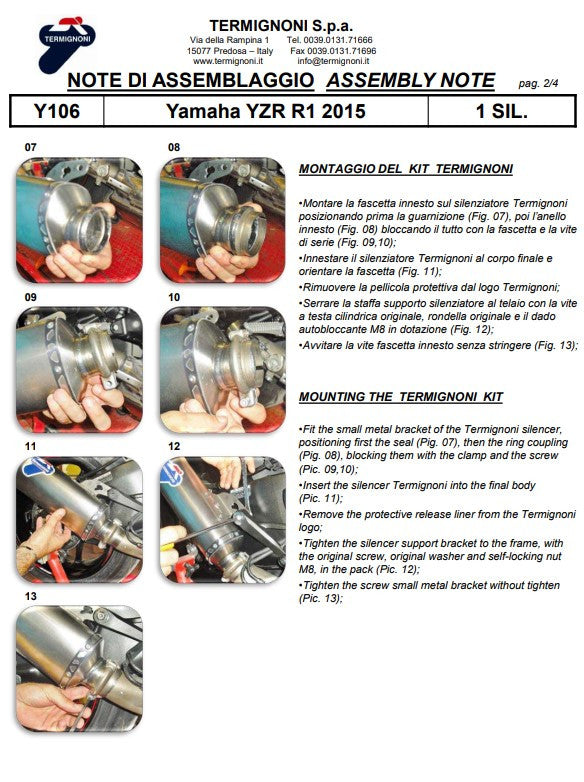 Termignoni Slip-On Karbon Yamaha YZF-R1/M (15-26) Y106080CFT 