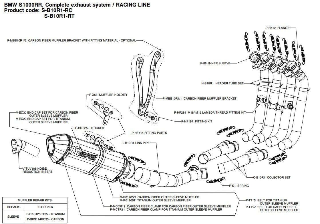 Akrapovic Yarış Hattı (Paslanmaz Çelik) BMW S1000RR K46 (10-14) S-B10R1-RC 