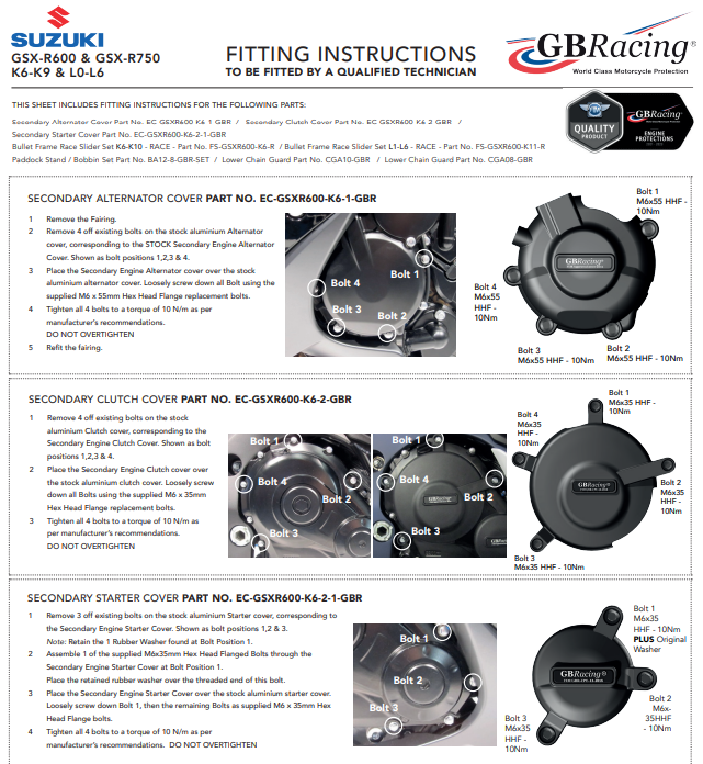 Lichtmaschinen Protektor Koruma Kapağı GBRacing Suzuki GSX-R 600/750 (06-16) 